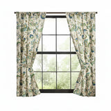 Ellis Curtain 100% Polyester Brissac Rod Pocket Tailored Grapevine and Check Pattern Curtain Panel Pair 70" x 63" Blue