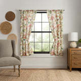 Ellis Curtain 100% Polyester Brissac Rod Pocket Tailored Grapevine and Check Pattern Curtain Panel Pair 70" x 63" Red