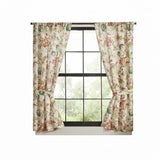 Ellis Curtain 100% Polyester Brissac Rod Pocket Tailored Grapevine and Check Pattern Curtain Panel Pair 70" x 63" Red