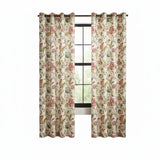 Ellis Curtain 100% Polyester Brissac Colrful Jacobean Pattern Grommet Curtain Panel Lined Red