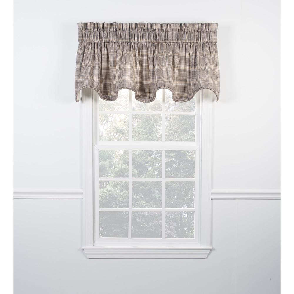 Ellis Curtain Morrison High Quality Room Darkening Solid Natural Color Lined Scallop Window Valance - 70 x17", Patriot