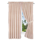 Ellis Curtain Davins 100 Percent High Quality 2-Piece Window Rod Pocket Panel Pair With 2 Tie Backs - 90x84" Clay
