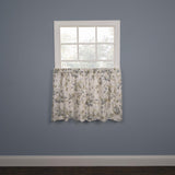 Ellis Curtain Abigail Design Printed Room Darkening Window Rod Pocket Pair Set With 2 Tiers - 2-Piece - 56x24", Porcelain