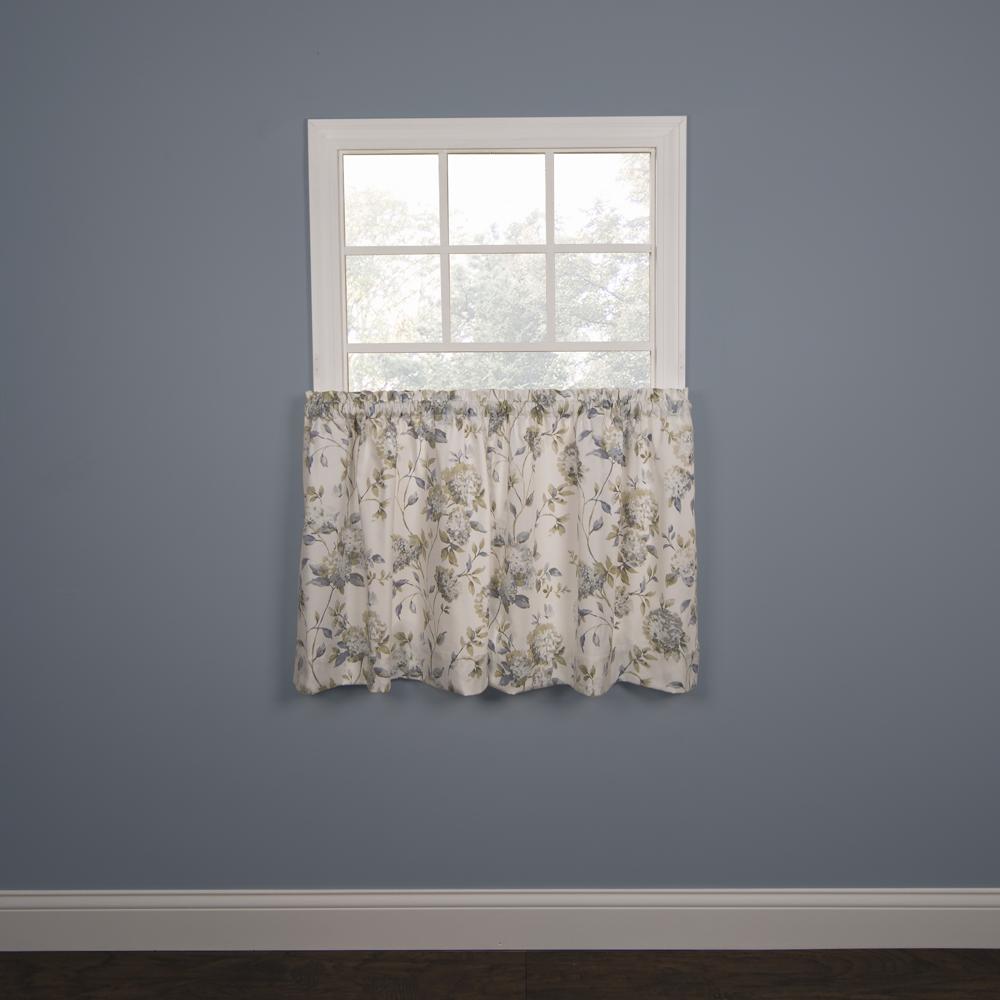 Ellis Curtain Abigail Design Printed Room Darkening 2-Piece Window Rod Pocket Pair Set With 2 Tiers - 56x36", Porcelain