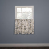 Ellis Curtain Abigail Design Printed Room Darkening 2-Piece Window Rod Pocket Pair Set With 2 Tiers - 56x36", Porcelain