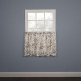 Ellis Curtain Abigail Design Printed Room Darkening 2-Piece Window Rod Pocket Pair Set With 2 Tiers - 56x36", Porcelain