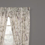 Ellis Curtain Abigail 100 Percent High Quality 2-Piece Window Rod Pocket Panel Pairs With 2 Tie Backs 90x63" Lilac