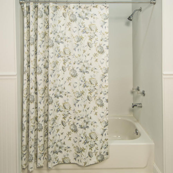 Ellis Curtain Abigail Classic Floral Design Button Holes Shower Curtain 72" x 72