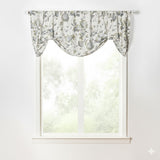 Ellis Curtain 48% Cotton 52% Polyester Abigail Traditional Hydrangea Pattern Tie Up Window Valance 60" x 22" Porcelain