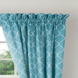 Ellis Curtain Trellis 2-Panels Unlined Stylish Window Curtain Tailored Pair with Ties - 82x63 Teal