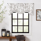Ellis Curtain 100% Cotton Victoria Park Toile Tie Up Window Valance Includes 2 Looped Ties 60" x 24" Grey