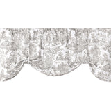 Ellis Curtain 100% Cotton Victoria Park Toile Tie Up Window Valance Includes 2 Looped Ties 60" x 24" Grey