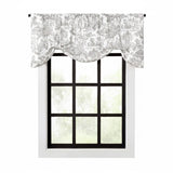 Ellis Curtain 100% Cotton Victoria Park Toile Tie Up Window Valance Includes 2 Looped Ties 60" x 24" Grey