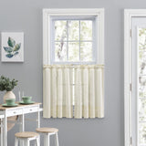 Ellis Curtain Shadow Stripe 1.5" Rod Pocket Tailored Tier Pair for Windows Natural