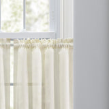 Ellis Curtain Shadow Stripe 1.5" Rod Pocket Tailored Tier Pair for Windows Natural