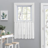 Ellis Curtain Shadow Stripe 1.5" Rod Pocket Tailored Tier Pair for Windows White
