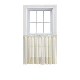 Ellis Curtain Shadow Stripe 1.5" Rod Pocket Tailored Tier Pair for Windows Natural