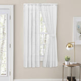 Ellis Curtain Shadow Stripe Tailored Curtain Panel Pair for Windows with Ties White