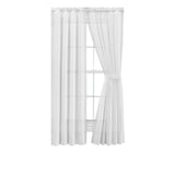 Ellis Curtain Shadow Stripe Tailored Curtain Panel Pair for Windows with Ties White