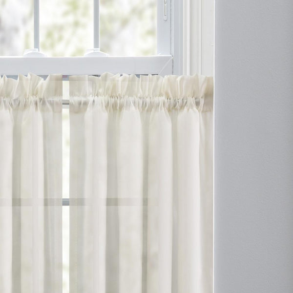 Ellis Curtain Cotton Voile 1.5" Rod Pocket Tailored Tier Pair for Windows Natura