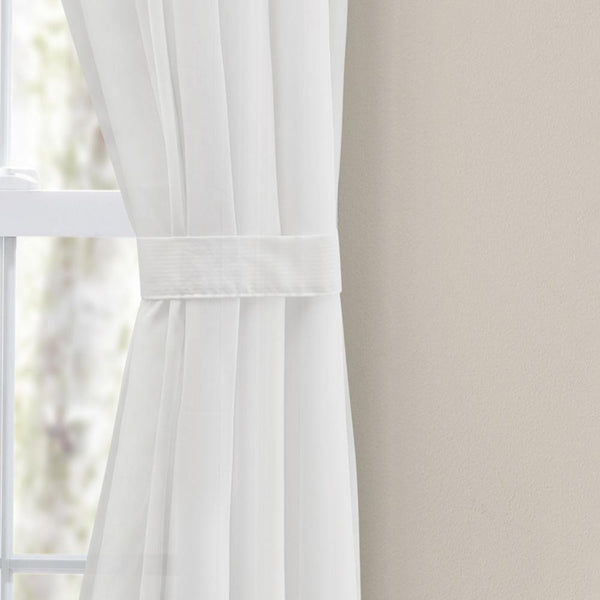 Ellis Curtain Cotton Voile 1.5" Rod Packet Tailored Curtain Panel Pair for Windo