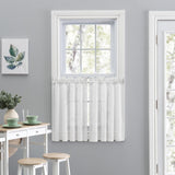 Ellis Curtain Cotton Voile 1.5" Rod Pocket Tailored Tier Pair for Windows White