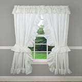 Ellis Curtain 2-Piece Ruffled Priscilla Window Curtain Panel Pair with ties - 80x63" Natural