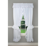 Ellis Curtain 2-Piece Ruffled Priscilla Window Curtain Panel Pair with ties - 80x63" White