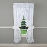 Ellis Curtain 2-Piece Ruffled Priscilla Window Curtain Panel Pair with ties - 80x84" White