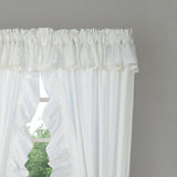 Ellis Curtain 2-Piece Ruffled Priscilla Window Curtain Panel Pair with ties - 80x84" Natural