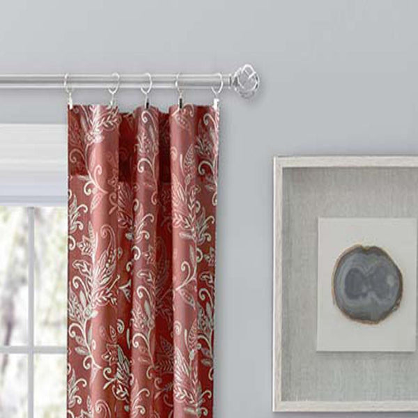 Ellis Curtain Lexington Leaf Pattern on Colored Ground Curtain Pair with Ties Br