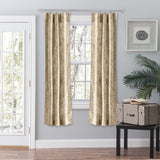 Ellis Curtain Lexington Leaf Pattern on Colored Ground Curtain Pair with Ties Tan