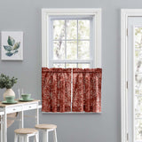 Ellis Curtain Lexington Leaf Pattern on Colored Ground Curtain Tiers Brick