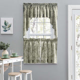 Ellis Curtain Lexington Leaf Pattern on Colored Ground Curtain Tiers Sage