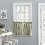 Ellis Curtain Lexington Leaf Pattern on Colored Ground Curtain Tiers Sage