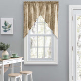 Ellis Curtain Lexington Leaf Pattern on Colored Ground Tailored Swags 56"x36" Tan
