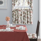 Ellis Curtain Madison Floral Design Printed Natural Ground 1.5" Rod Pocket Tailored Tier Brick