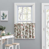 Ellis Curtain Madison Floral Design Printed Natural Ground 1.5" Rod Pocket Tailored Tier Brick
