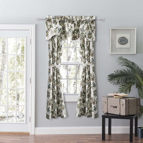 Ellis Curtain Madison Floral Design Printed Natural Ground 3" Rod Pocket Tailore