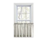 Ellis Curtain Plaza Classic Ticking Stripe Printed on Natural Ground 1.5" Rod Pocket Tailored Tiers Sage