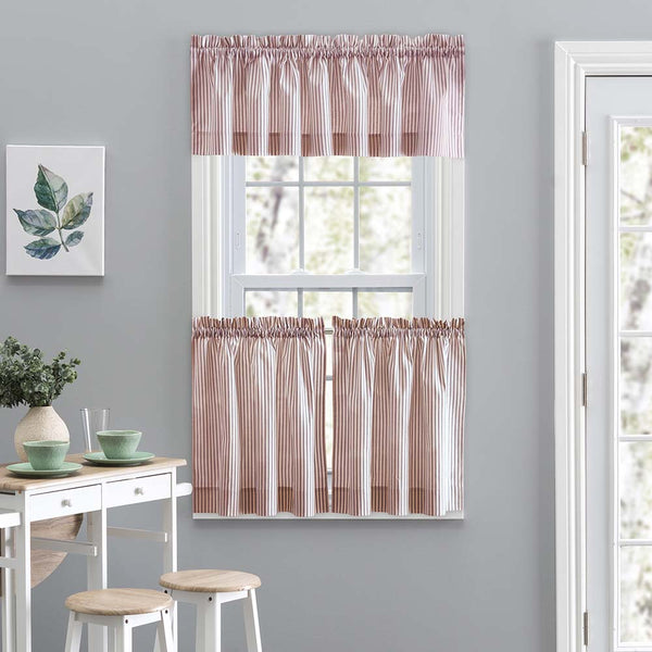 Ellis Curtain Plaza Classic Ticking Stripe Printed on Natural Ground 1.5" Rod Po