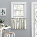 Ellis Curtain Plaza Classic Ticking Stripe Printed on Natural Ground 1.5" Rod Pocket Tailored Tiers Sage