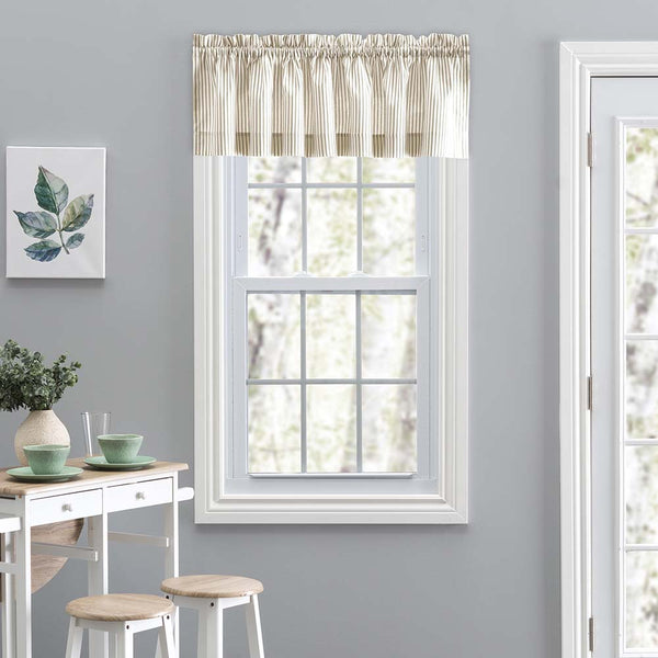 Ellis Curtain Plaza Classic Ticking Stripe Printed on Natural Ground 1.5" Rod Po