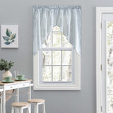 Ellis Curtain Plaza Classic Ticking Stripe Printed on Natural Ground 1.5" Rod Pocket Tailored Swag 56" x 36" Blue