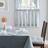 Ellis Curtain Plaza Classic Ticking Stripe Printed on Natural Ground 1.5" Rod Pocket Tailored Swag 56" x 36" Blue