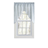 Ellis Curtain Plaza Classic Ticking Stripe Printed on Natural Ground 1.5" Rod Pocket Tailored Swag 56" x 36" Blue