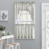 Ellis Curtain Plaza Classic Ticking Stripe Printed on 1.5" Rod Pocket Natural Ground Tailored Swag 56" x 36" Sage