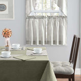 Ellis Curtain Plaza Classic Ticking Stripe Printed on 1.5" Rod Pocket Natural Ground Tailored Swag 56" x 36" Sage