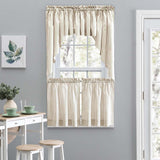 Ellis Curtain Plaza Classic Ticking Stripe Printed on Natural Ground 1.5" Rod Pocket Tailored Swag 56" x 36" Tan