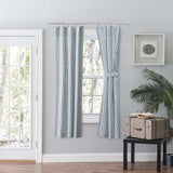 Ellis Curtain Plaza Classic Ticking Stripe Printed on Natural Ground 3" Rod Pocket Tailored Panel Pair Blue